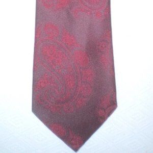 Nicola Ferri burgundy red paisley floral 100% silk tie made in Italy
